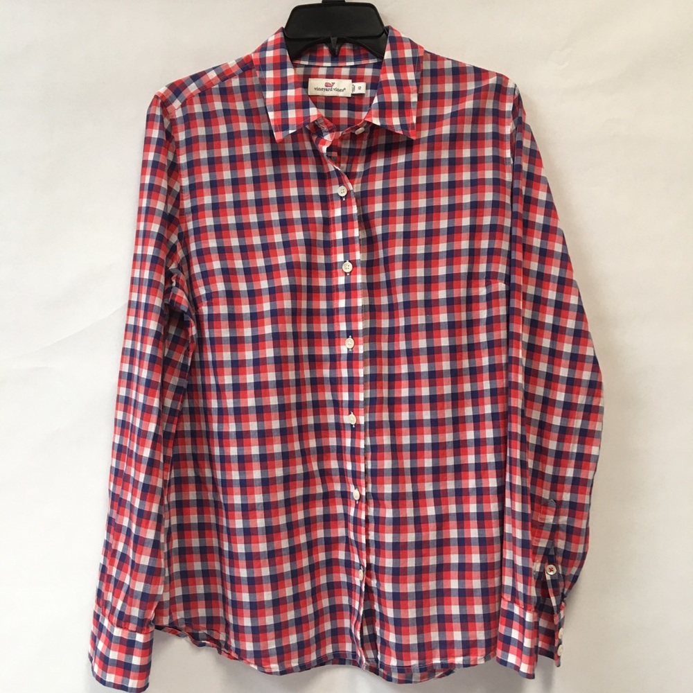 VINEYARD VINES blue and red checkered  shirt, 12/L